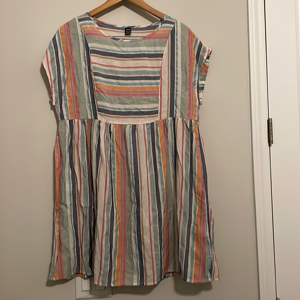 Shein Cotton Blend Striped Dress Sz L EUC